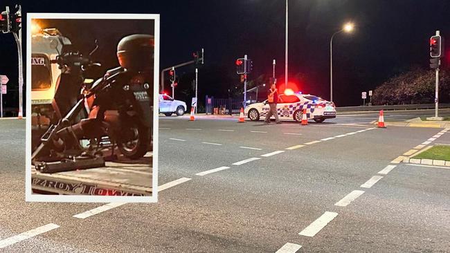 A 61-year-old woman was injured after her moped crashed on the Fitzroy River Bridge on Tuesday night. INSET: The moped on the back of a tow truck.