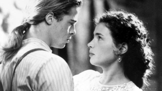 Julia Ormond with Brad Pitt in scene from film <i>Legends of the Fall. </i>Picture: Supplied