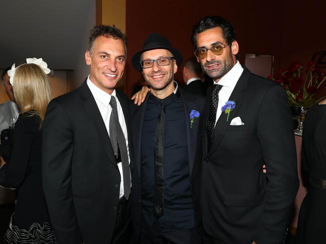 Antony Catalano, Alex Waislitz and Jon Adgemis on Derby Day at Flemington in 2017.