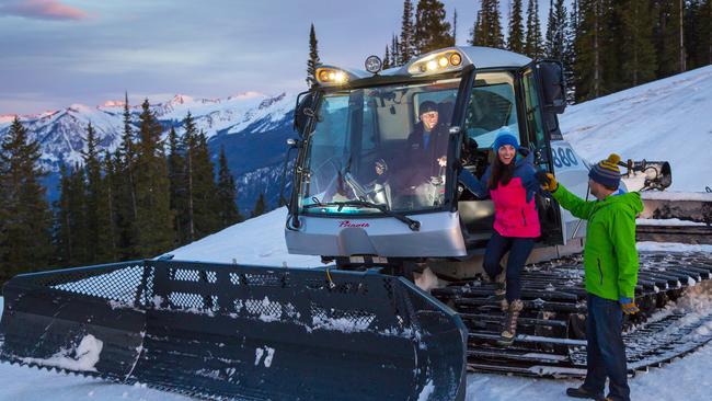 Guests of The Little Nell in Aspen can take a ride to see soke some snow grooming on a snowcat. Picture: Supplied