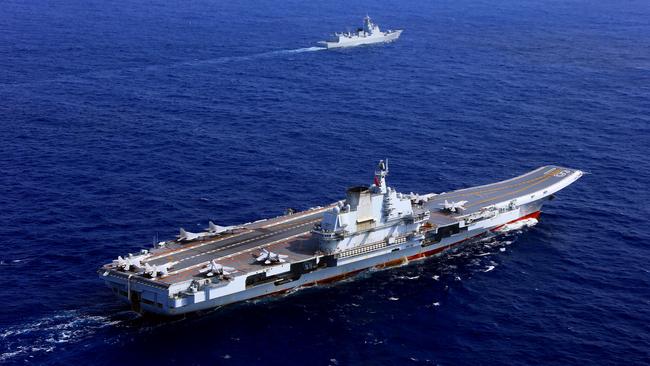 The aircraft carrier Liaoning steams in the western Pacific. Picture: eng.chinamil.com.cn/PLA