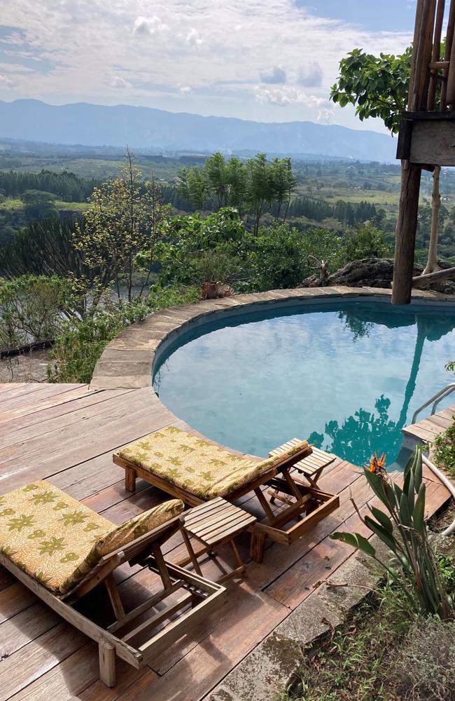 Kyaninga Lodge has a breathtaking view over a volcanic crater. Picture: News.com.au