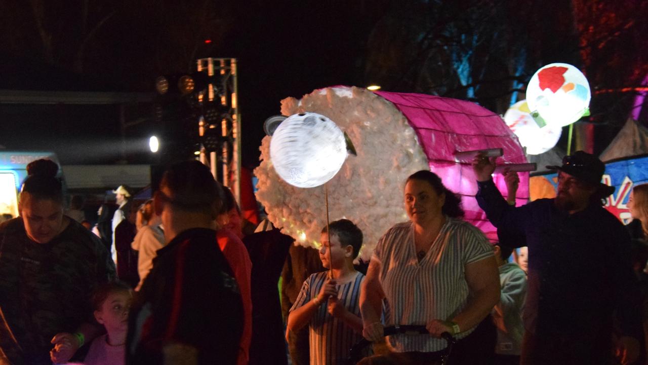 Dalby South State School won ‘best depiction of Dalby’ with their industry-focused lanterns such as the cotton farm lantern. Photo: Emily Devon/The Dalby Herald