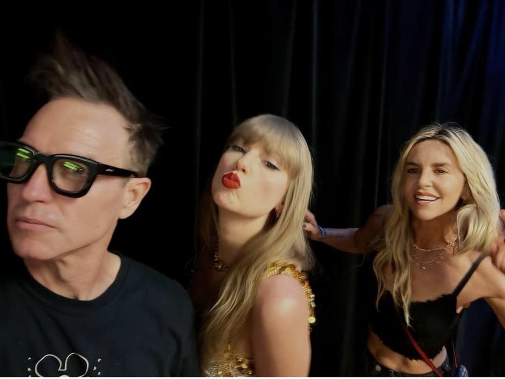 Hoppus seen with Taylor Swift and his wife Skye.