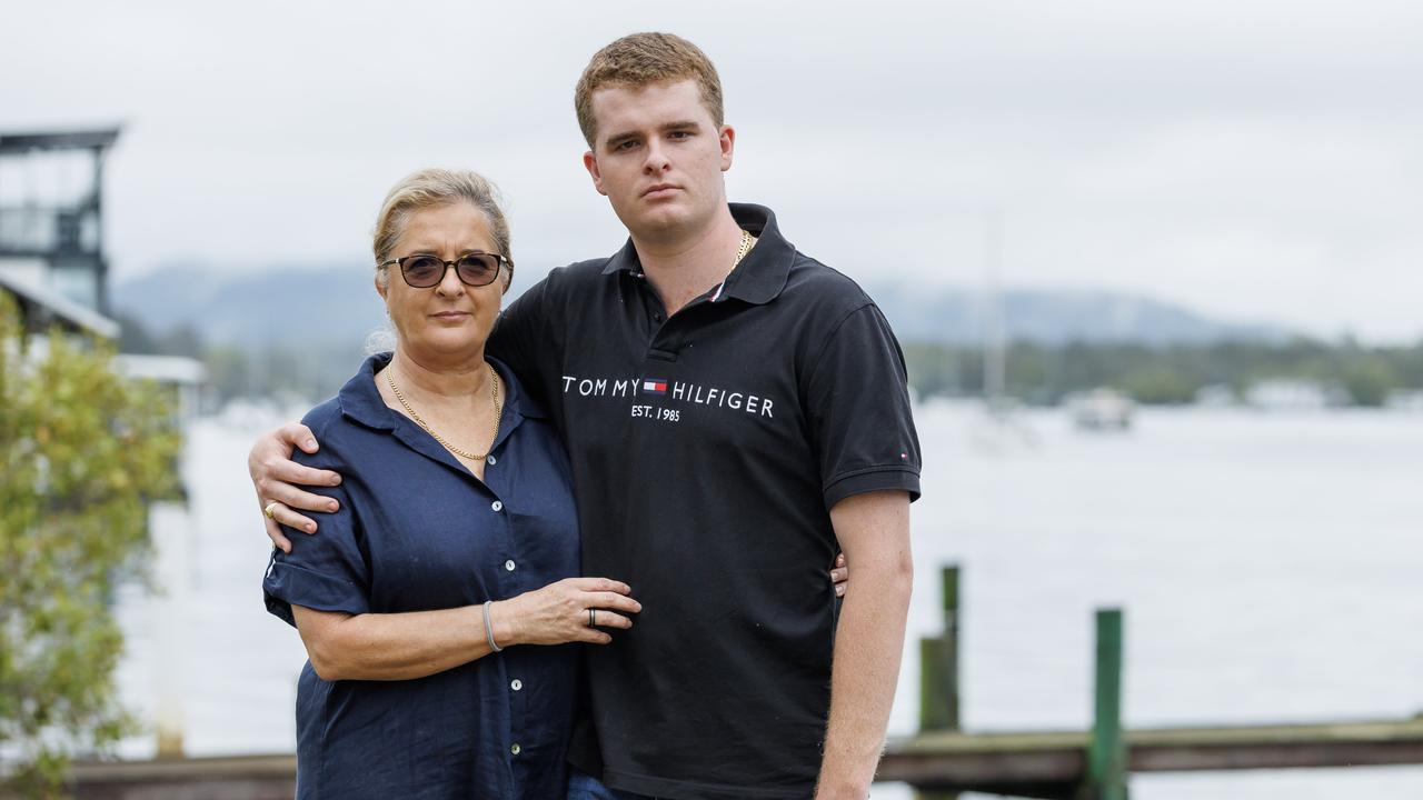 Dawn-Lorraine Fraser and her son Jackson after Dawn’s fall. Picture Lachie Millard