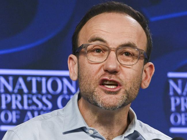 CANBERRA, Australia - NewsWire Photos - August 28, 2024: Adam Bandt, Australian Greens Leader addresses the National Press Club of Australia in Canberra on "The Greens' plan to take on corporate greed and build a better life for all of us". Picture: NewsWire / Martin Ollman