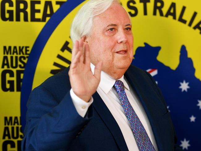 Clive Palmer in Townsville endorsing his Clive Palmer's United Australia Party candidates. Picture: Alix Sweeney