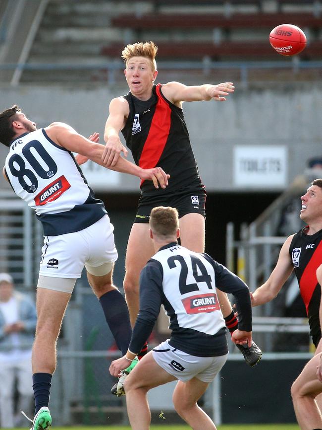 Ruckman Keiran Strachan’s talents were spotted while playing in the Bendigo league. Picture: Hamish Blair