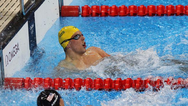 The answer to Question 8 in the pool at the 2016 Rio Olympics. Picture: Brett Costello