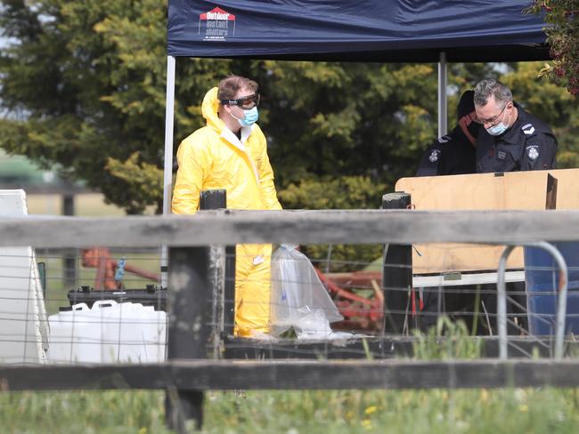 Police and Federal police at a raid on a drug lab on the Bolinda-Darraweit Rd. Friday, September 4, 2020. Picture: David Crosling