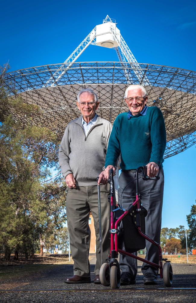 David Cooke, 87, and Ben Lam, 82, both worked at the dish during the Apollo 11 Moon landing. Picture: Jake Nowakowski