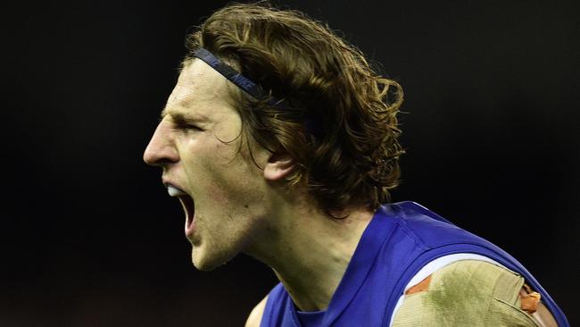 Marcus Bontempelli of the Bulldogs reacts after the final siren. Picture: AAP