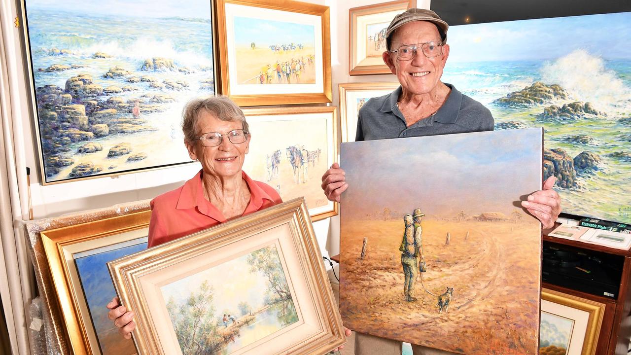 Artists Geoff McKenzie and Allison Shaw are celebrating 54 years of art (and love!). Picture: Patrick Woods.