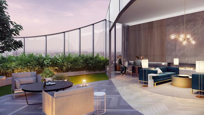 An artist’s impression of the Sky One apartment complex at Box Hill.