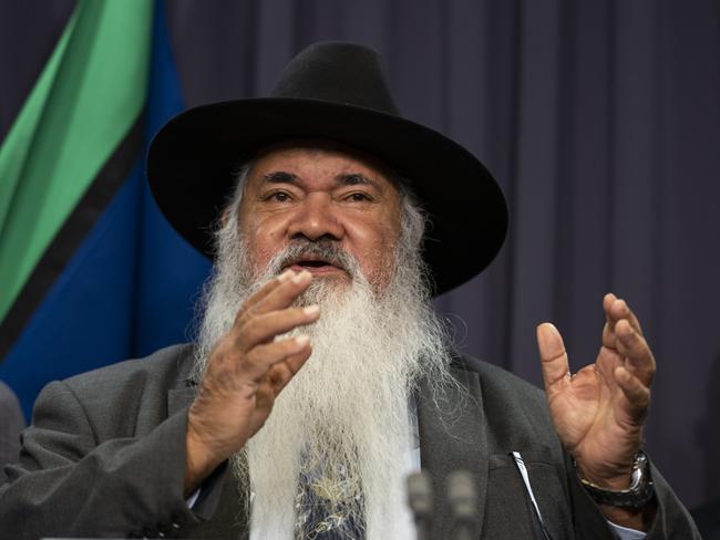 CANBERRA, AUSTRALIA - MARCH 23: Senator Pat Dodson and members of the Referendum Working Group hold a press conference at Parliament house in Canberra. Picture: NCA NewsWire / Martin Ollman