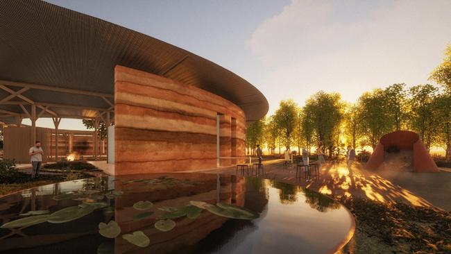 Peter Stutchbury Architecture’s design of the Wiradjuri Tourism Centre. icture: Peter Stutchbury Architecture /Dubbo Regional Council