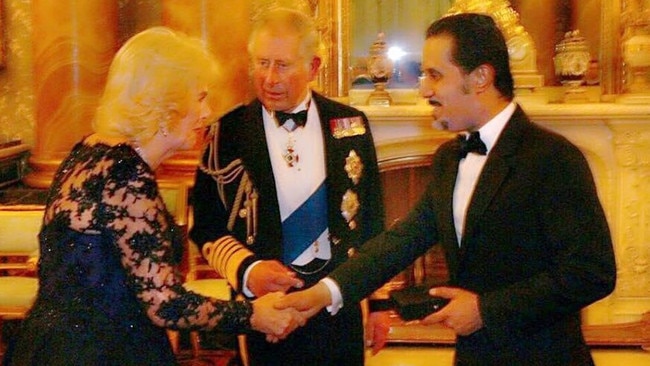 Mahfouz Marei Mubarak bin Mahfouz with Prince Charles and Camilla. Picture; The Times.