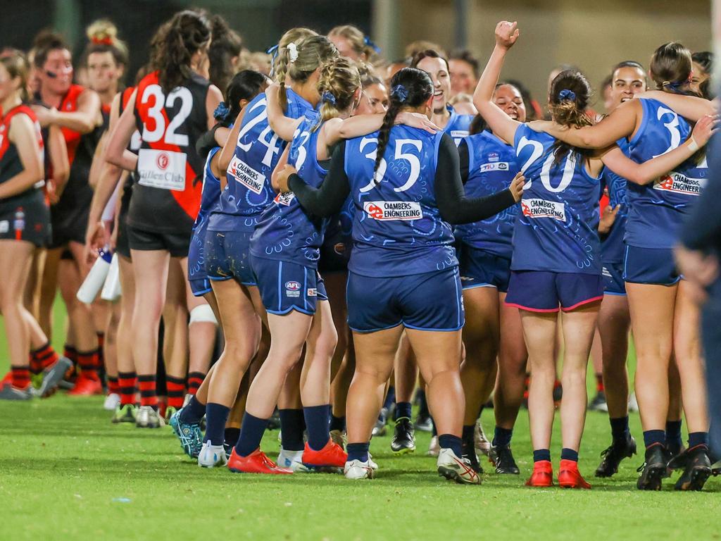 Rovers celebrate their CAFL premiership win. Picture: AFLNT.