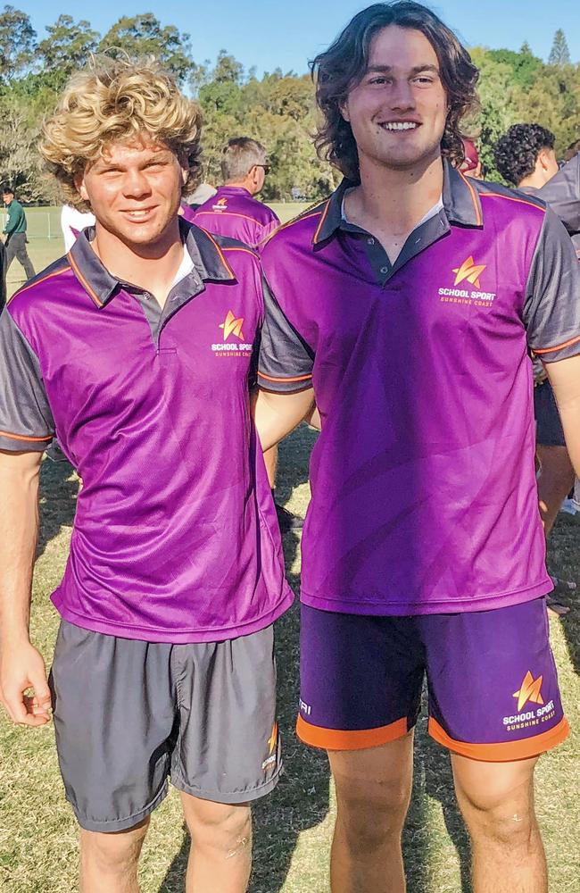 Sunshine Coast schoolboy rugby union teammates Kye Porter and Saxon Thompson. Picture: Facebook