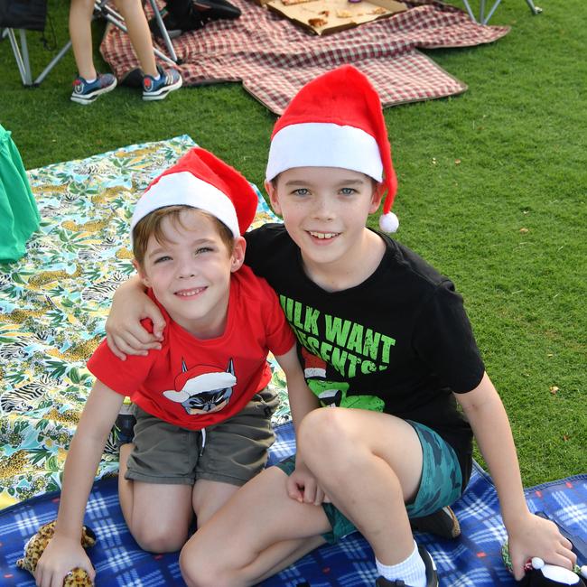 Carols by Candlelight at Riverway 2022. Finn, 6, and Harley Kent, 9. Picture: Evan Morgan