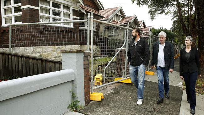 Residents Dimitrious Hatzitoulousis and David Farrell with Randwick Councillor Philipa Veitch. Picture: John Appleyard