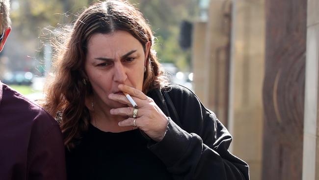 Alicia Bartley leaves the Adelaide Magistrates court after being charged as part of Operation Ironside. Picture: NCA NewsWire / Kelly Barnes