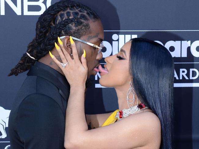 The rapper with husband Offset at last year’s Billboard Music Awards in Las Vegas. Picture: Bridget Bennett / AFP