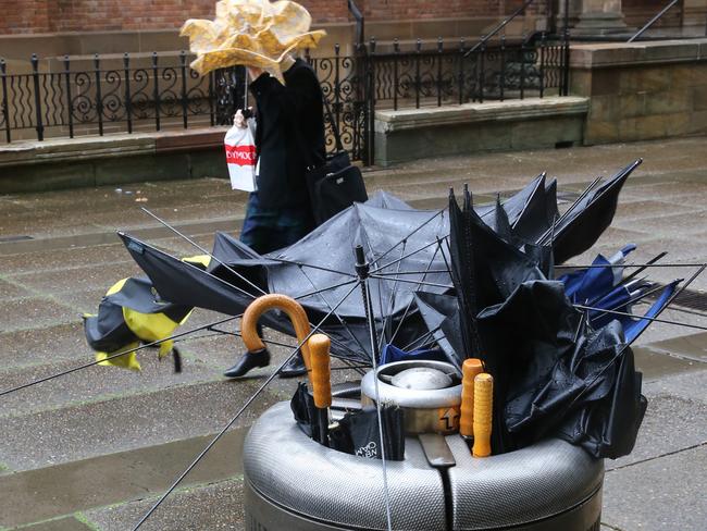 Umbrellas have been no use in the high winds experienced throughout NSW today.