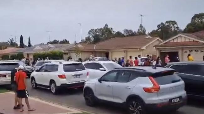 Prospective renters queued down the street to inspect a property on Bennison Rd in Hinchinbrook. Picture: TikTok