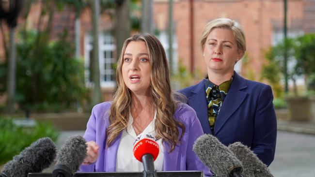 Minister for Youth Justice and Victim Support Laura Gerber at Monday’s press conference.