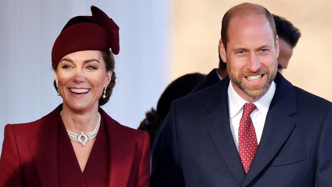 LONDON, UNITED KINGDOM - DECEMBER 03: (EMBARGOED FOR PUBLICATION IN UK NEWSPAPERS UNTIL 24 HOURS AFTER CREATE DATE AND TIME) Catherine, Princess of Wales and Prince William, Prince of Wales attend the Ceremonial Welcome, at Horse Guards Parade, for the The Amir of the State of Qatar on day one of his State Visit to the United Kingdom on December 3, 2024 in London, England. His Highness Sheikh Tamim bin Hamad Al Thani, Amir of the State of Qatar, accompanied by Her Highness Sheikha Jawaher bint Hamad bin Suhaim Al Thani, will hold several engagements with The Prince and Princess of Wales, The King and Queen as well as political figures. (Photo by Max Mumby/Indigo/Getty Images)