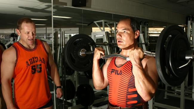 Tom Tate working out with Sergei Chestakov in 2007.