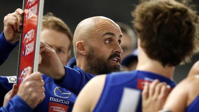 North Melbourne coach Rhyce Shaw has had to move players on field and off. Picture: Michael Willson/AFL Photos via Getty Images