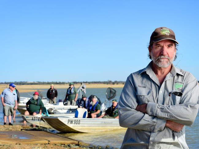NEWS: LOOMING FISH KILLA catastrophic fish kill is about to hit northern Greens Lake, which has been stocked with 337,000 Murray Cod and golden perch over the past eight years.The lake level has dropped to 24 per cent of capacity and less than 2m deep, after Goulburn Murray Water stopped diverting water to the lake two years ago.Pictured: Goulburn Valley Association of Angling Clubs president Roland HuberPICTURE: ZOE PHILLIPS