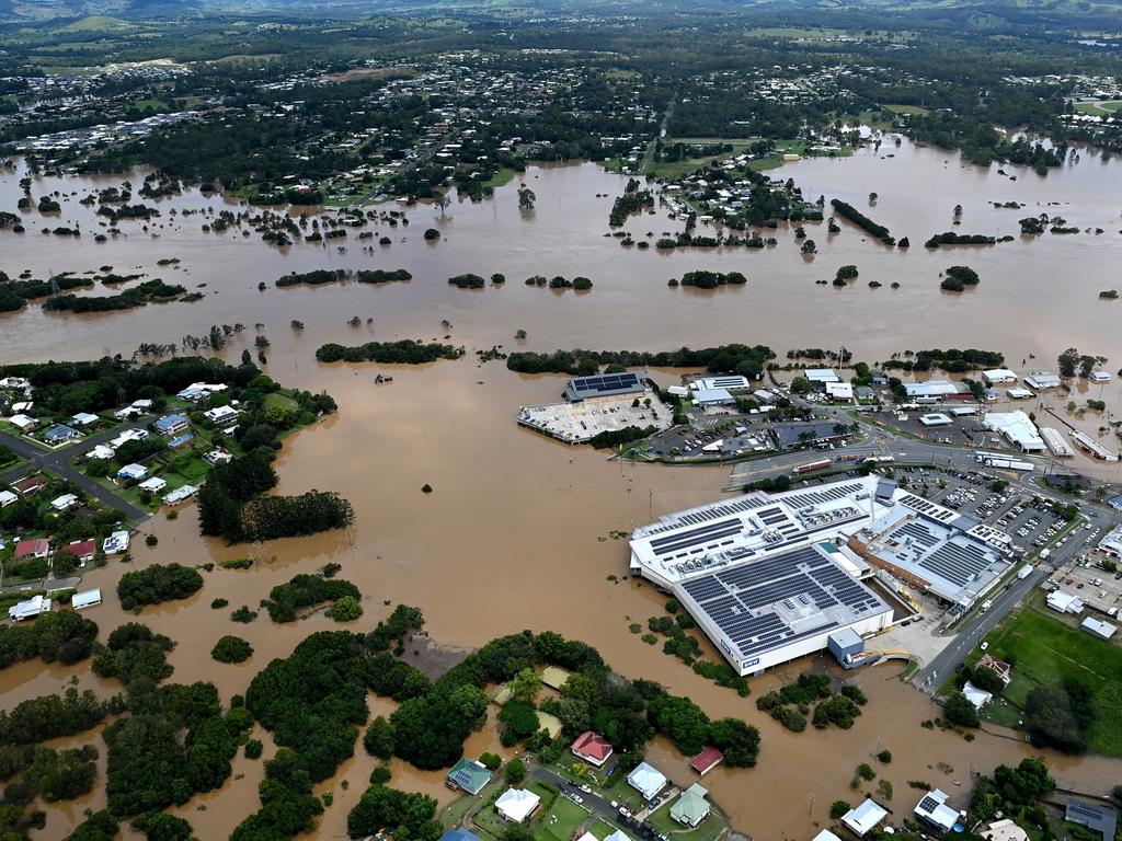 Large swathes of Gympie are inundated yesterday. Picture: Bradley Kanaris/Getty Images