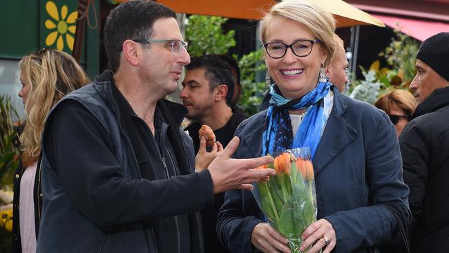 Sally Capp at the Queen Victoria Market while she was on the campaign trail. Picture: Josie Hayden