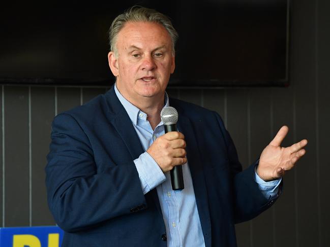 Latham launching Liberal Democratic Party candidate Lloyd Russell’s election campaign for the seat of Longman in Caboolture in July. Picture: AAP