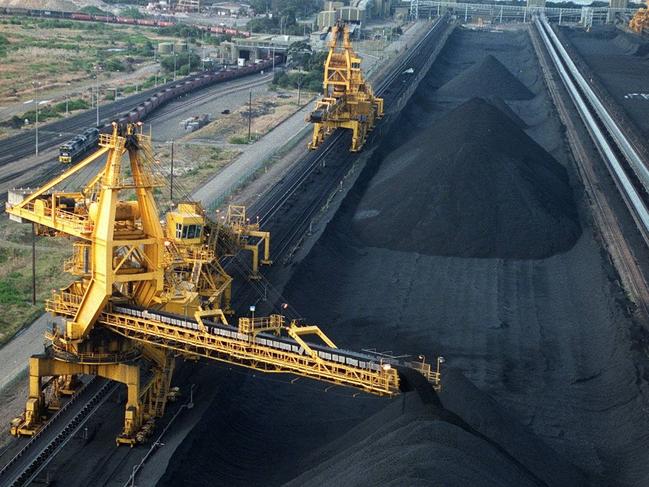 PIRATE: Coal at Port Waratah loader at Newcastle docks ready to be shipped abroad. Mining exports machinery