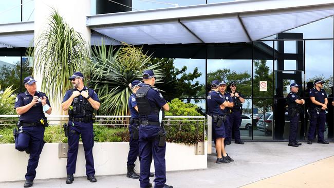 Southport police beat: officers attend Southport Court in numbers after Bikie members were arrested overnight and were appearing in court. Pics Adam Head.