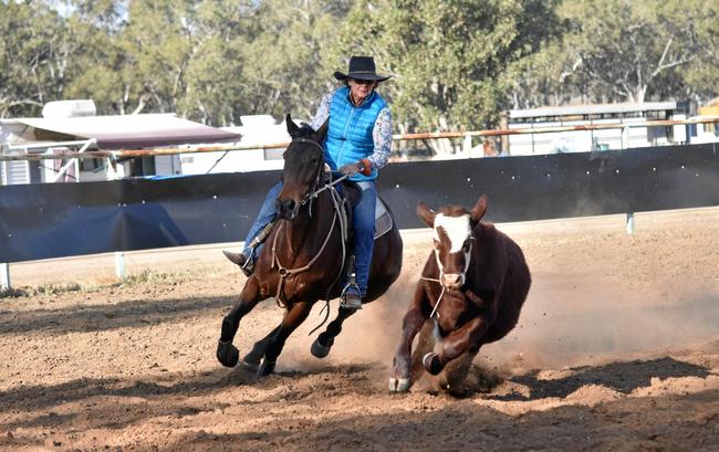 DETERMINED: Eumamurrin Campdraft 2019 ladies' draft winner Chris Hall, whose family sire produced many winners on the day. Picture: Jorja McDonnell