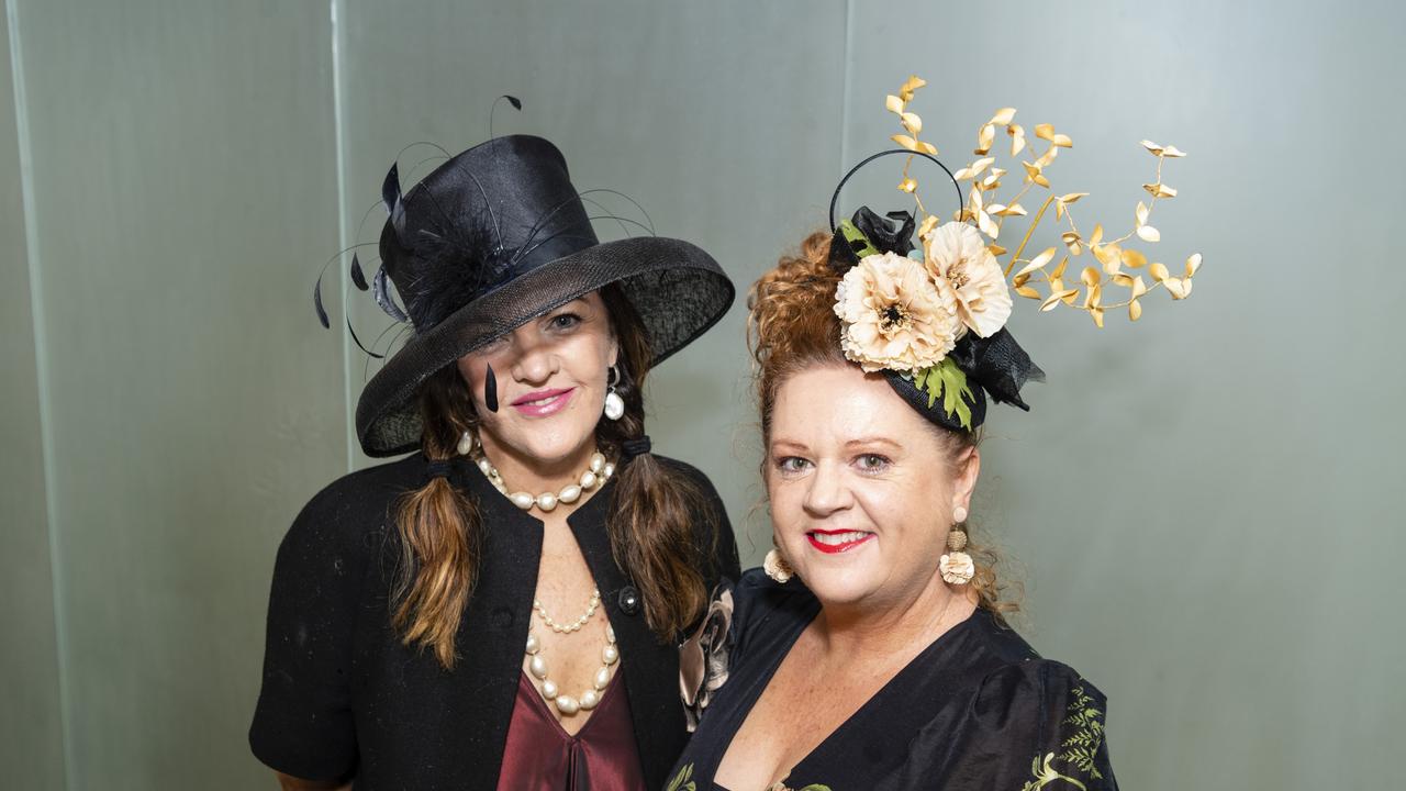 Gabby Schnitzerling (left) and Protea Place CEO Amanda Dalton at the Melbourne Cup luncheon hosted by Rotary Club of Toowoomba City raising funds for Protea Place, Tuesday, November 1, 2022. Picture: Kevin Farmer