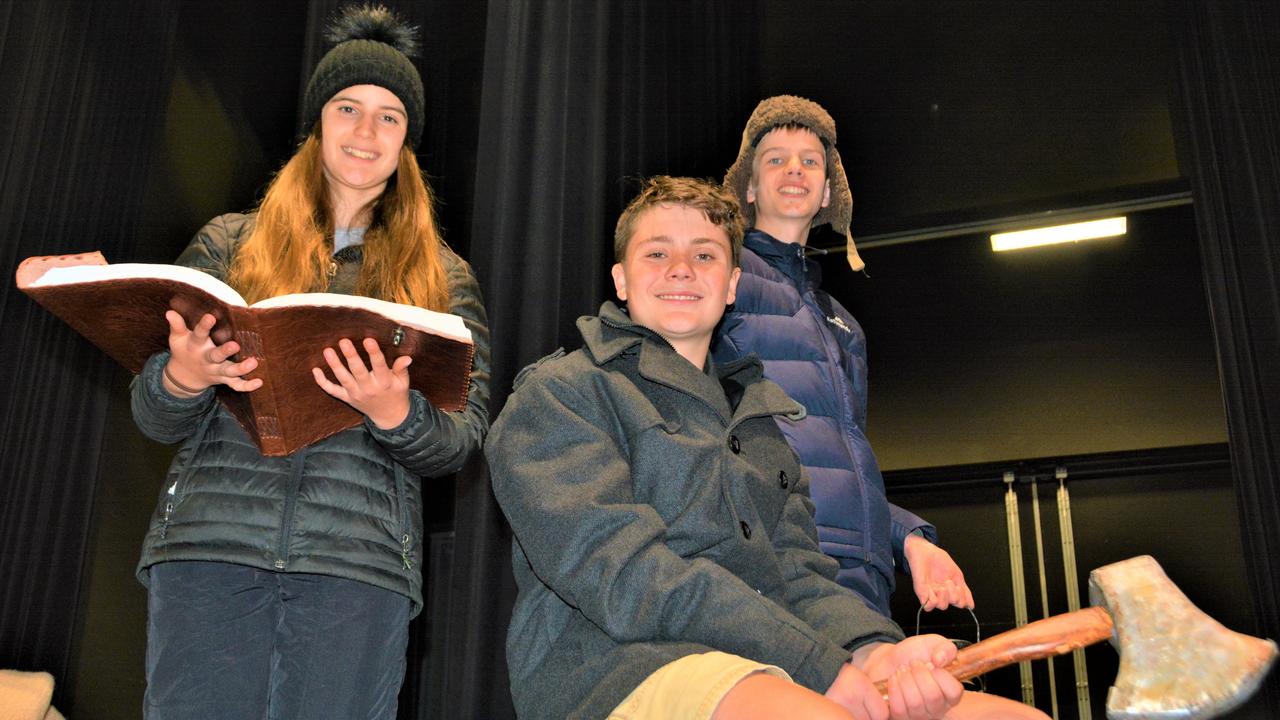 Starring in the Empire Theatre's 2023 Junior Ensemble are (from left) Eliza Kinniburgh, Clay Hughes and Eddie Pocknee. Picture: Rhylea Millar