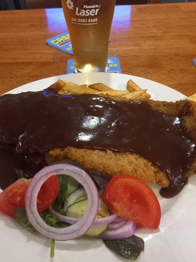 A Hotel Renmark schnitty with gravy. Picture: Supplied