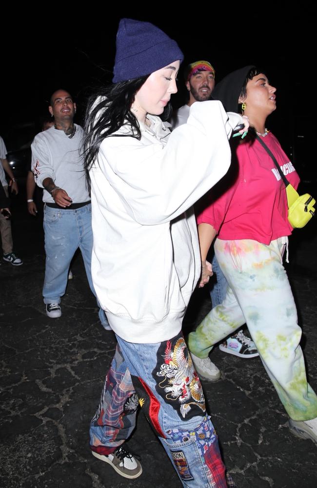 Noah Cyrus and Demi Lovato held hands at the Space Jam: A New Legacy party. Picture: BACKGRID