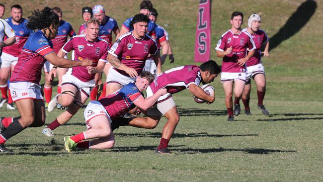 Gold Coast District Rugby Union (GCDRU) first grade clash between Nerang Bulls and Bond Pirates at Nerang. Bryson Rukuwai. Pic Mike Batterham