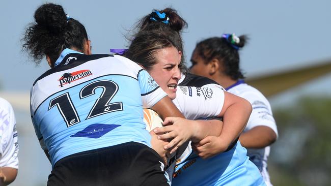 Darwin Brothers' Womens Ivana Schober plays against Sharks in the Humpty Dumpty Foundation round of 2022 NRLNT season. Picture: (A)manda Parkinson