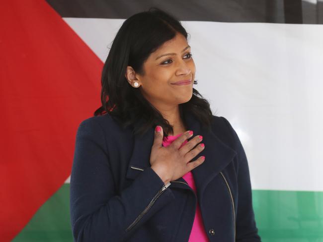 greens leader Samantha  Ratnam at a Pro Palestine Rally in Melbourne CBD. SundayNovember 12. 2023. Picture: David Crosling