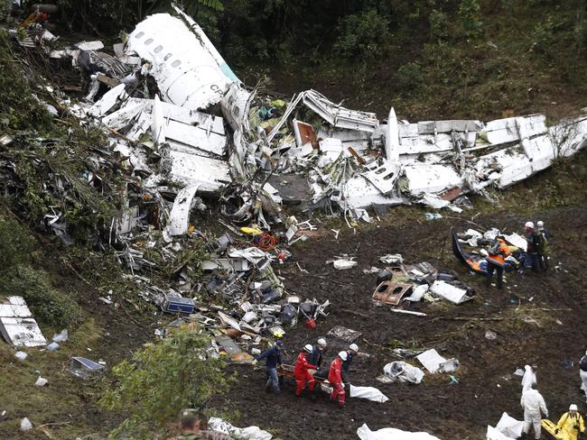 A flight attendant pulled out of the wreckage alive said the plane ran out of fuel. Picture: Fernando Vergara.