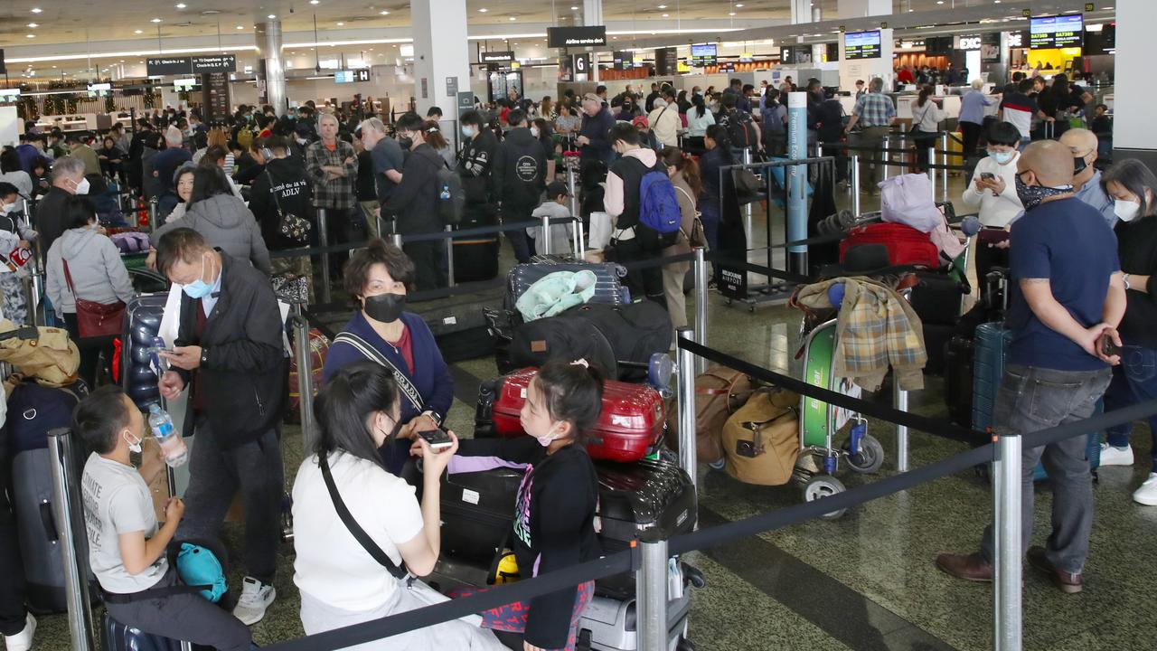 They also marked a post-pandemic milestone of 14,000 passengers through the international terminal in one day. Picture: NCA NewsWire / David Crosling