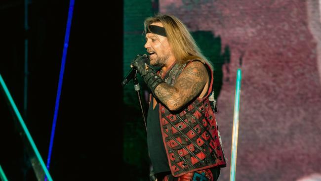 Vince Neil of Motley Crue, performing during a concert between in Monterrey, Mexico last month. Picture: Getty Images